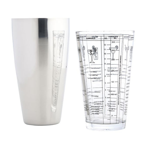 Bar Boston Cocktail Shaker with Recipes